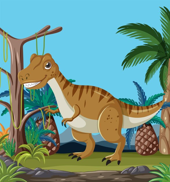 El dinosaurio amistoso en la exuberante selva prehistórica