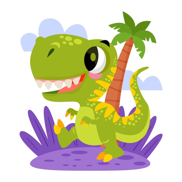 Vector gratuito dinosaurio bebé dibujado ilustrado