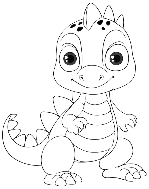 Vector gratuito dinosaurio dibujos animados doodle para colorear personaje