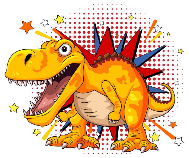 Dinosaurio de dibujos animados con fondo de cómics
