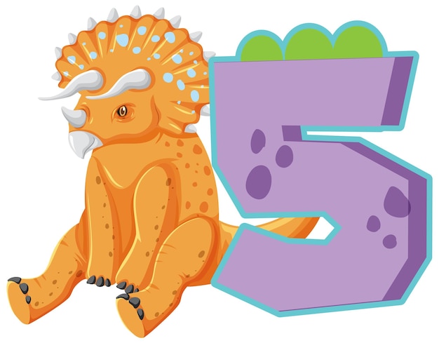 Un dinosaurio con dibujos animados número cinco. | Vector Gratis Un dinosaurio con dibujos animados número cinco. | Vector Gratis