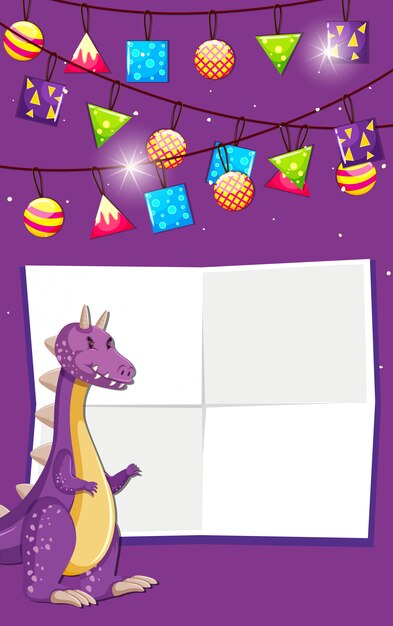 Un dinosaurio en el fondo de cumpleaños con copyspace