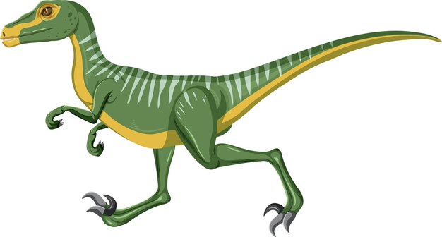 Dinosaurio Velociraptor sobre fondo blanco.