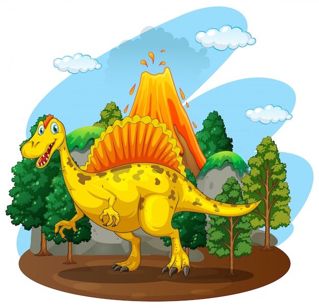 Vector gratuito dinosaurio viviendo en el bosque