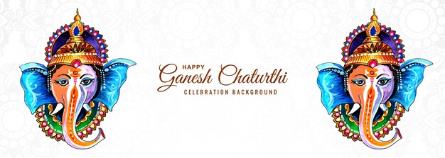 Dios hindú Ganesha para Happy Ganesh Chaturthi Festival Diseño de banner