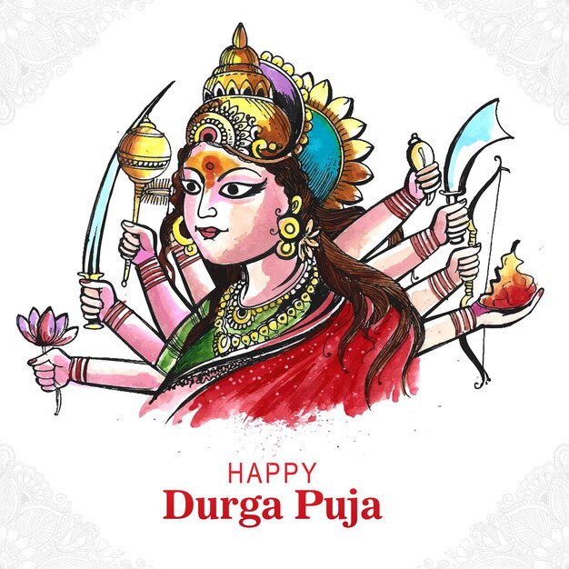Dios indio durga en feliz durga puja subh navratri fondo