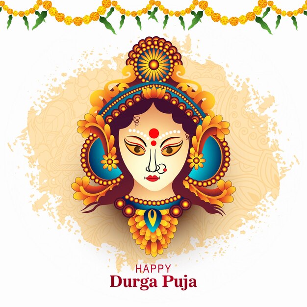 Dios indio durga en feliz durga puja subh navratri fondo