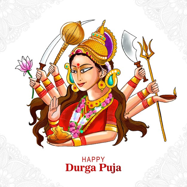Dios indio durga en feliz fondo durga puja subh navratri