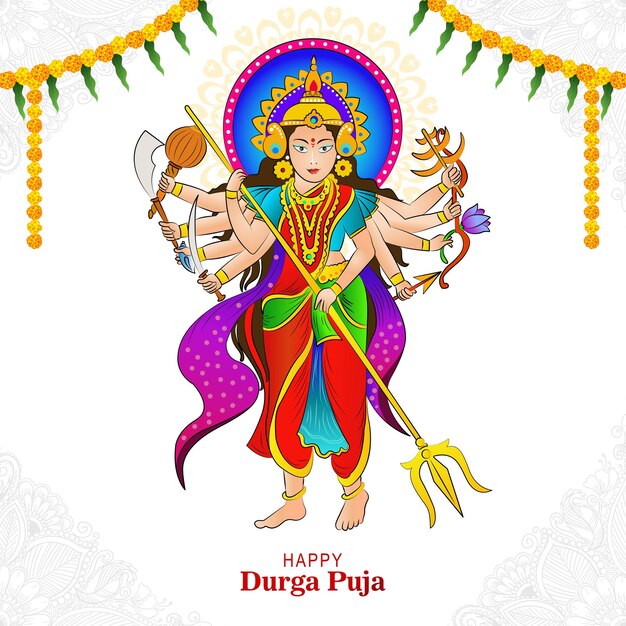 Dios indio durga en feliz fondo durga puja subh navratri