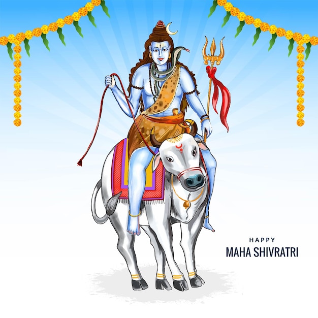 Vector gratuito dios indio del hinduismo para maha shivratri festival de la india fondo de la tarjeta
