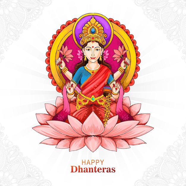 Diosa maa laxmi con monedas para el fondo del festival indio dhanteras