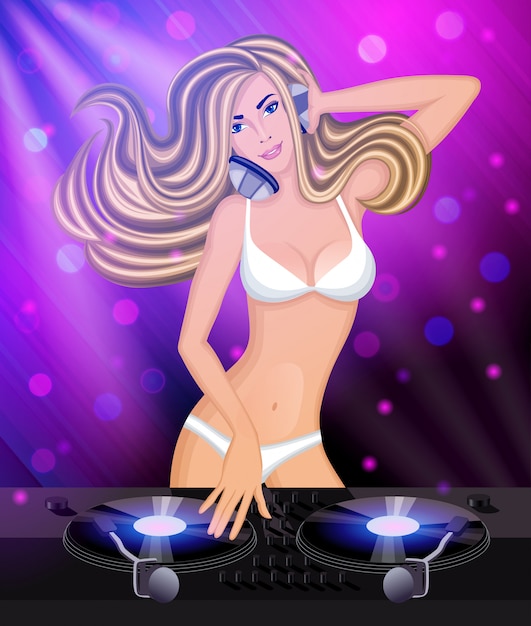 Discoteca sexy chica DJ personaje