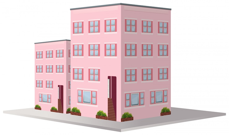Vector gratuito diseño 3d para dos edificios de apartamentos.