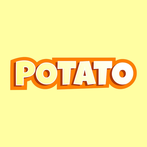 Diseño 3D con efecto de texto de patata vectorial