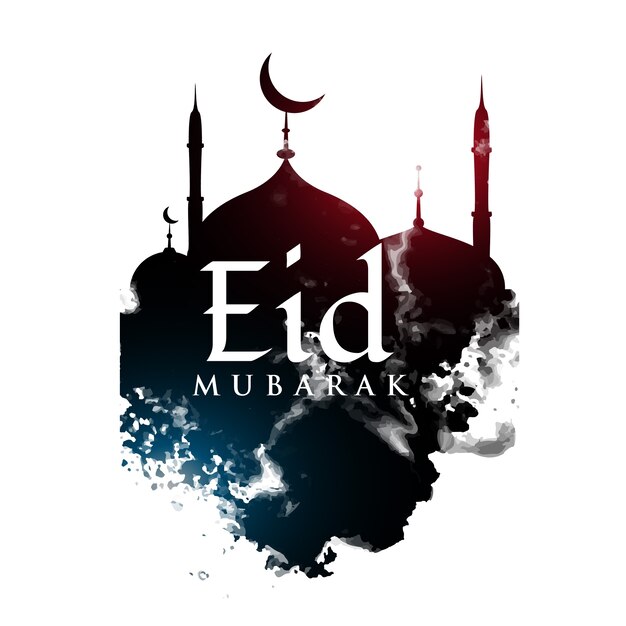 Diseño abstracto blanco y oscuro para eid mubarak