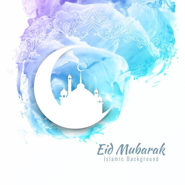 Diseño abstracto del fondo de la acuarela de Eid Mubarak