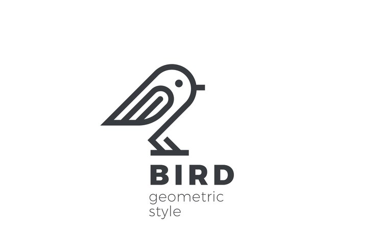 Vector gratuito diseño abstracto del logotipo de aves. estilo lineal. paloma gorrión sentado logotipo