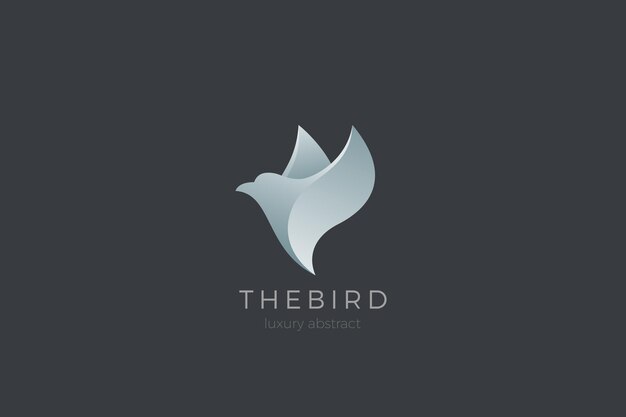 Diseño abstracto del logotipo del pájaro volador. Logotipo de moda de Dove Cosmetics SPA