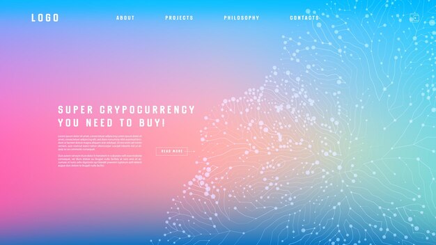 Diseño abstracto de página de destino con plantilla de big data para sitio web o aplicación