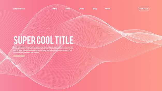 Diseño abstracto de la página de destino. Plantilla para sitio web o aplicación. Onda mínima abstracta colorida.