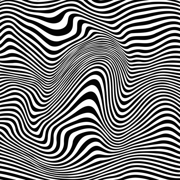 Diseño abstracto de patrones de remolino de líneas en blanco y negro