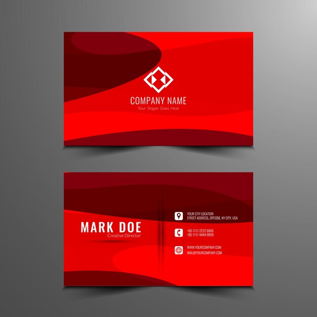 Diseño abstracto de tarjeta de visita de color rojo
