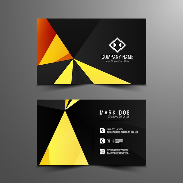 Diseño abstracto de tarjeta de visita negra y amarilla
