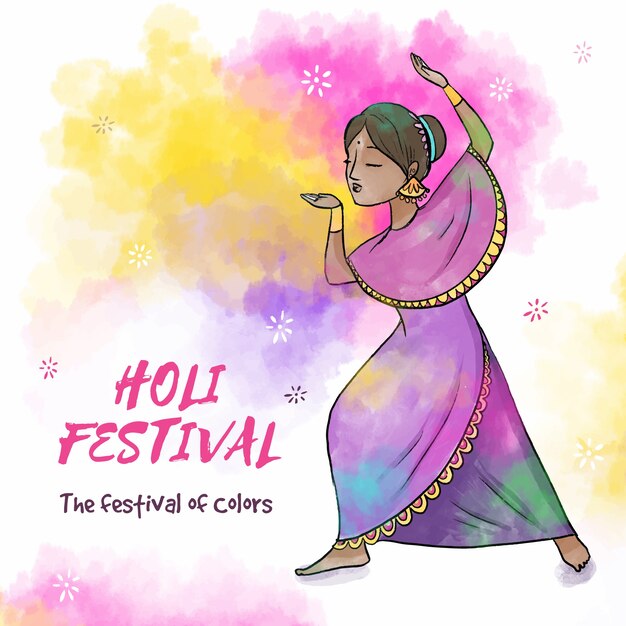 Diseño de acuarela para el festival holi