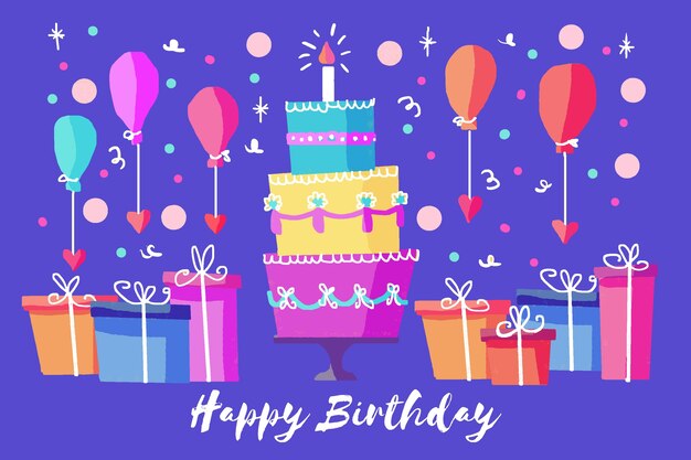 Diseño de acuarela de fondo de cumpleaños
