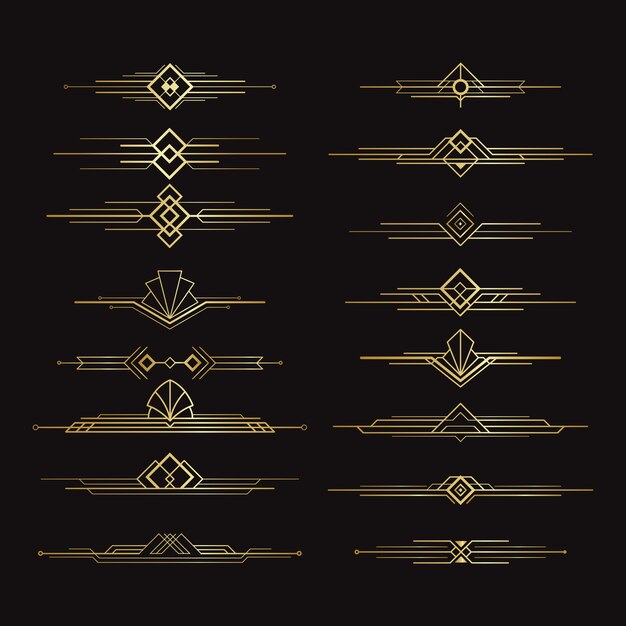 Diseño de adornos art deco degradado.