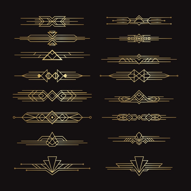 Vector gratuito diseño de adornos art deco degradado.