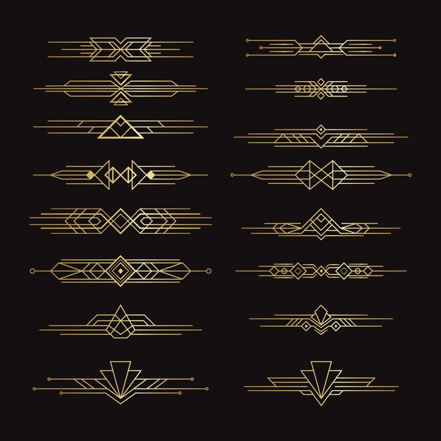 Diseño de adornos art deco degradado.
