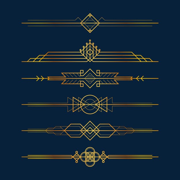 Diseño de adornos art deco degradado.