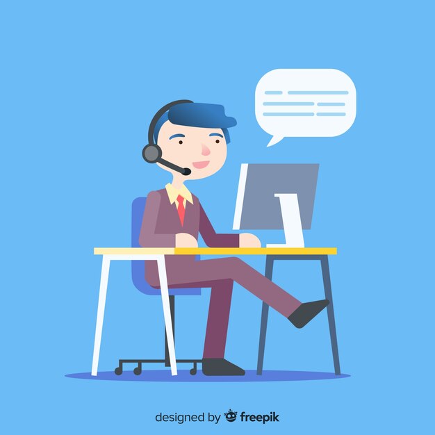 Diseño de agente de call center en estilo flat