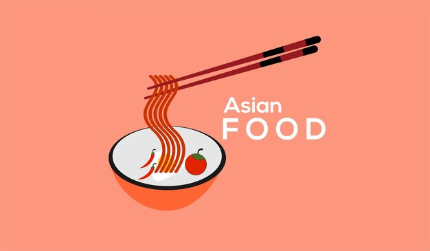 Diseño de alimentos asiáticos con gradiente minimalista