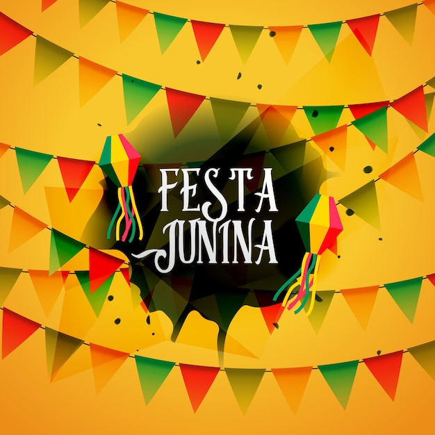 Diseño amarillo de festa junina con guirnaldas