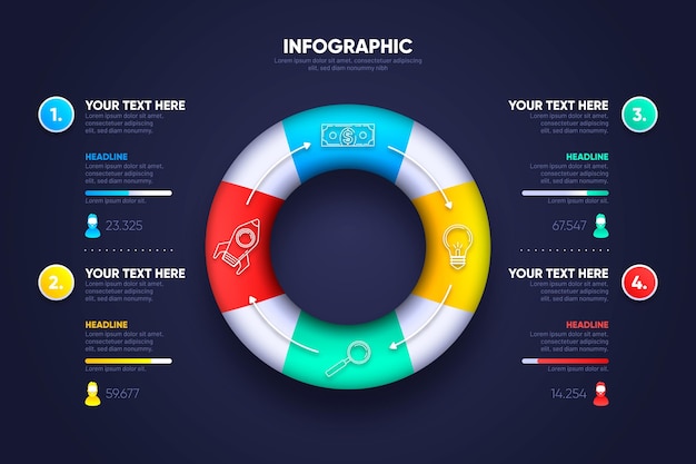 Vector gratuito diseño de anillo 3d infografía