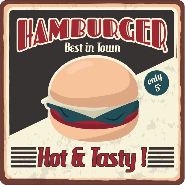 Diseño de anuncio de hamburguesa vintage