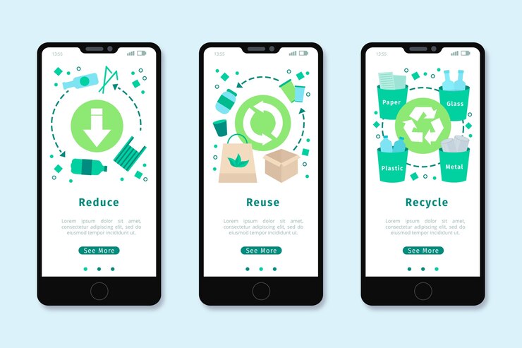 Vector gratuito diseño de aplicación de incorporación para reciclaje
