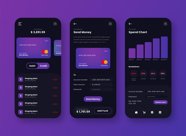 Diseño de aplicación móvil UI de pasarela de pago