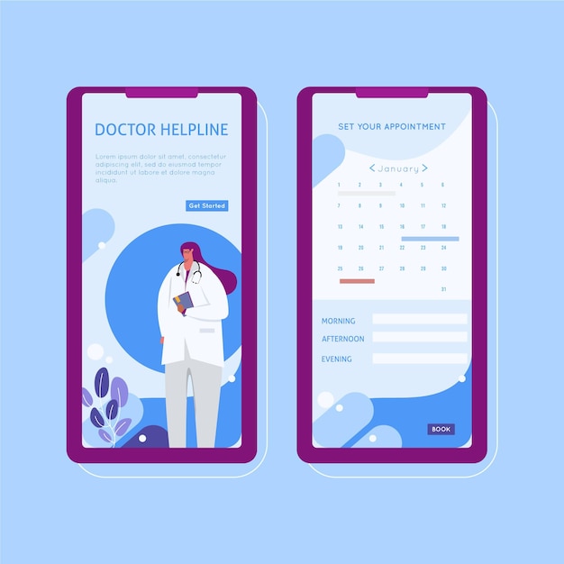 Vector gratuito diseño de la aplicación de reserva médica