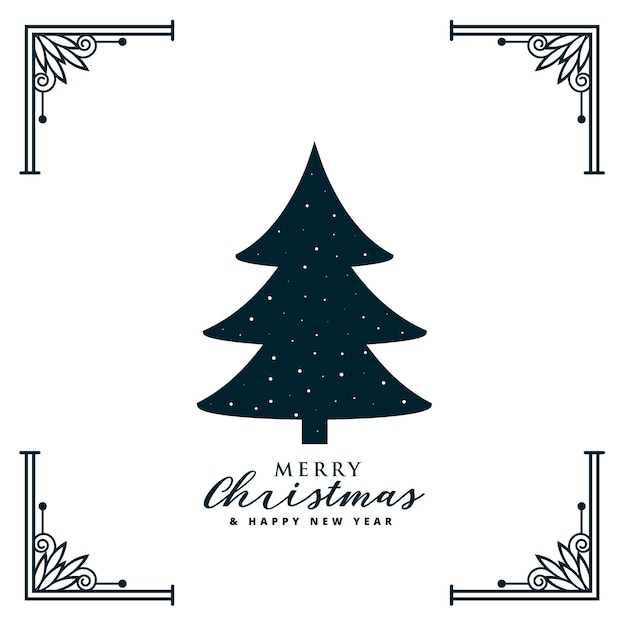 Vector gratuito diseño de árbol de navidad con borde de marco decorativo.