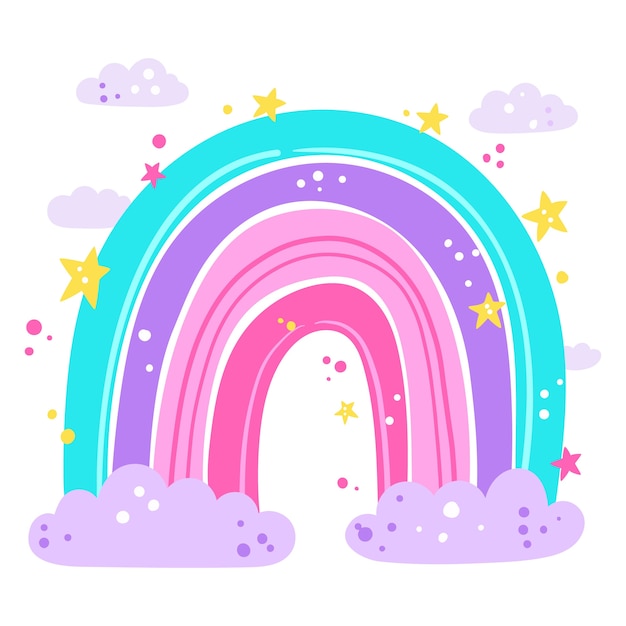 Vector gratuito diseño de arcoiris de dibujo a mano