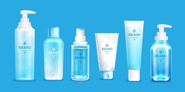 Diseño de artículos de productos de belleza de invierno.