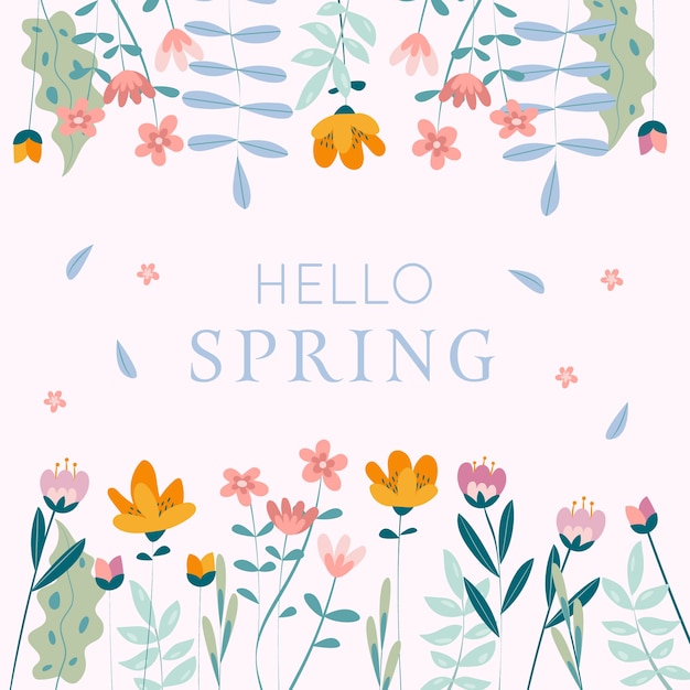 Diseño artístico colorido hola primavera