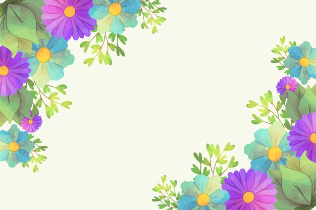 Diseño artístico de fondo floral acuarela