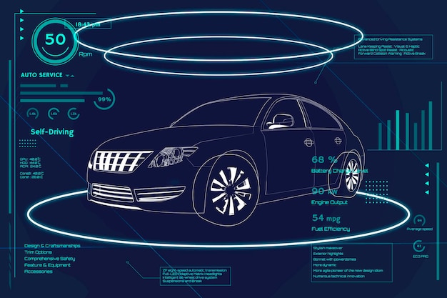 Diseño automotriz sedán azul