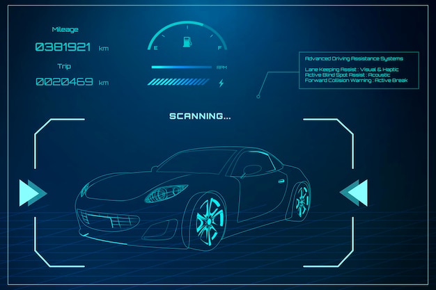 Diseño automotriz sedán azul