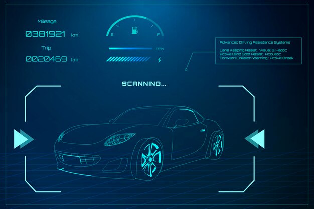 Diseño automotriz sedán azul