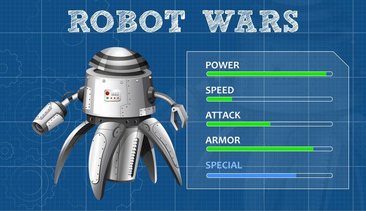 Vector gratuito diseño avanzado de robot con panel de funciones